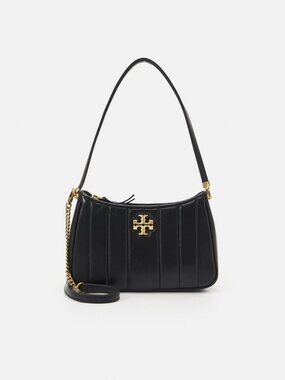 TORY BURCH KIRA MINI LEATHER CROSSBODY BAG BLACK / ROLLED GOLD RETAIL $448